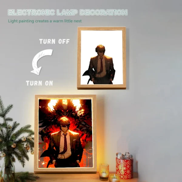 Anime Figure Death Note Light Painting Photo Frame Night Light L Killer Action Figures Room Decor Christmas Gifts Kids Moon Lamp - Image 2