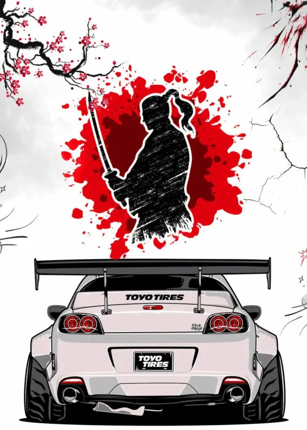 Japanese Samurai JDM Car GTR Anime Sun Canvas Poster Aesthetic Wall Art Mural for Home Decor Room Decoration and Gift - Image 9