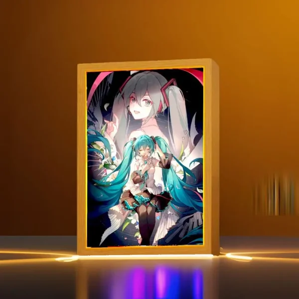 Anime Figure Hatsune Miku Light Painting Photo Frame Kawaii Action Figures Led Night Light PVC Collectible Model Toys Girl Gift - Image 2