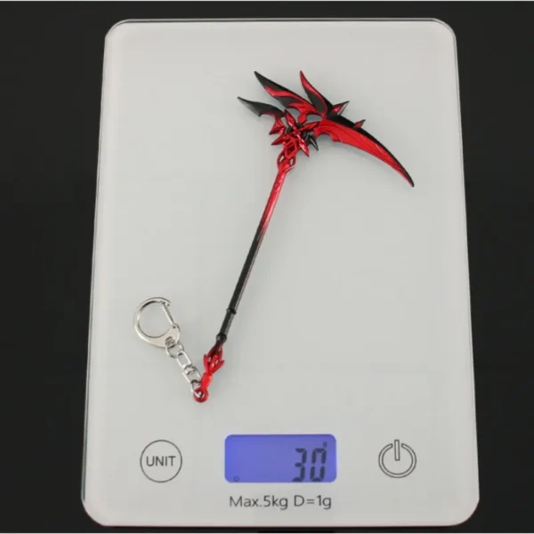 New Anime Genshin Impact Keychain Red Moon Shaped Sickle Weapons Metal Key Ring Samurai Game Peripherals Accessories Gift Toys - Image 5