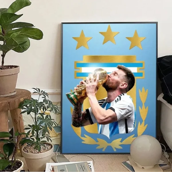 Football Star M-Messi Wallpaper Poster Club Bar Poster Wall Art Canvas Painting Bedroom Study - Image 3