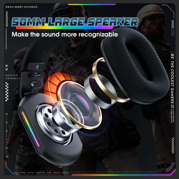 Noise Cancelling Surround Headset Earphones with Microphone Onikuma PC Gaming Headphones Tri-mode Stereo Wired Headset For PC - Image 5