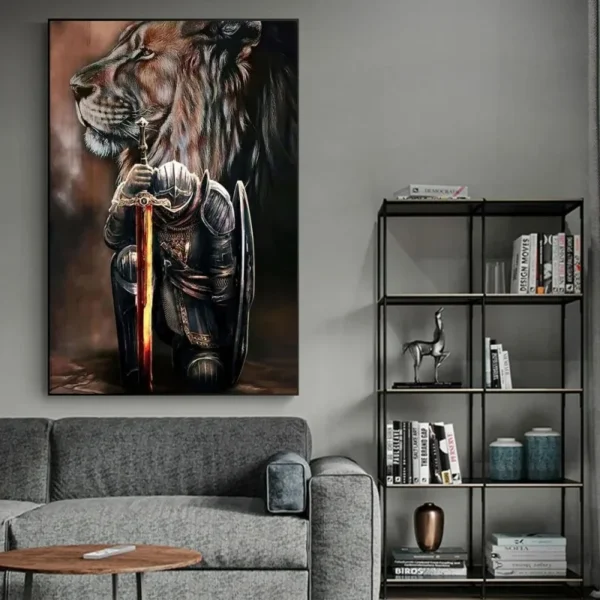 Bible Jesus, Lion, and Warrior Classic Christian Mural Art Poster Canvas Painting Living Room Decoration Gift - Image 5