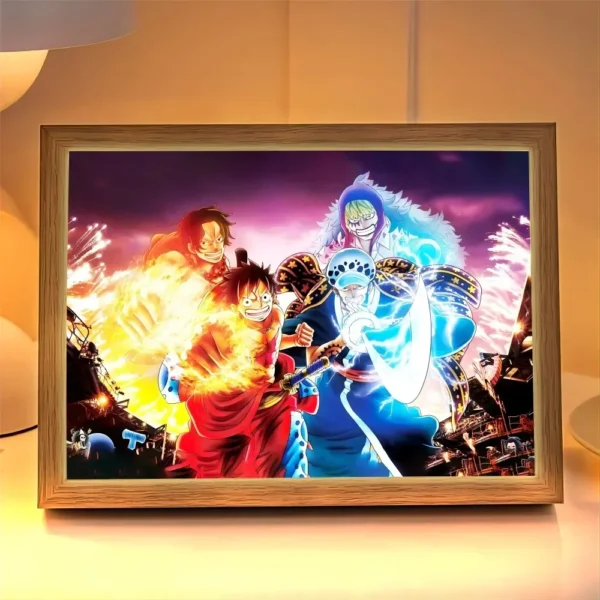 Anime Figure One Piece Light Painting Photo Frame Action Figures Zoro Luffy Led Night Light Birthday Christmas Gifts Moon Lamp - Image 4