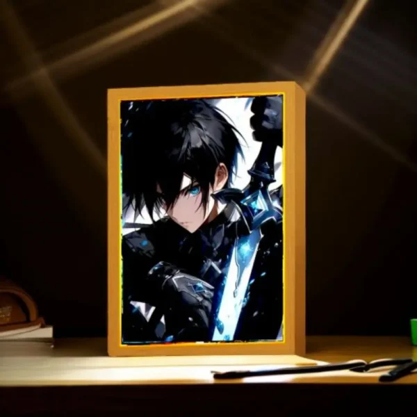 Anime Figure Sword Art Online Light Painting Photo Frame Kirito Figure Led Lamps Home Bedroom Tabe Decor Birthday Gift moon Lamp - Image 3