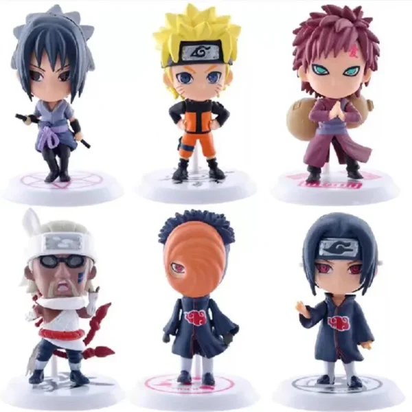NARUTO 6 Pcs/Lot 2 Style 7-9cm Figure Sasuke Killer Bee Tobi Gaara Kakashi Character Stands With Exclusive Base Wholesale Dolls - Image 3