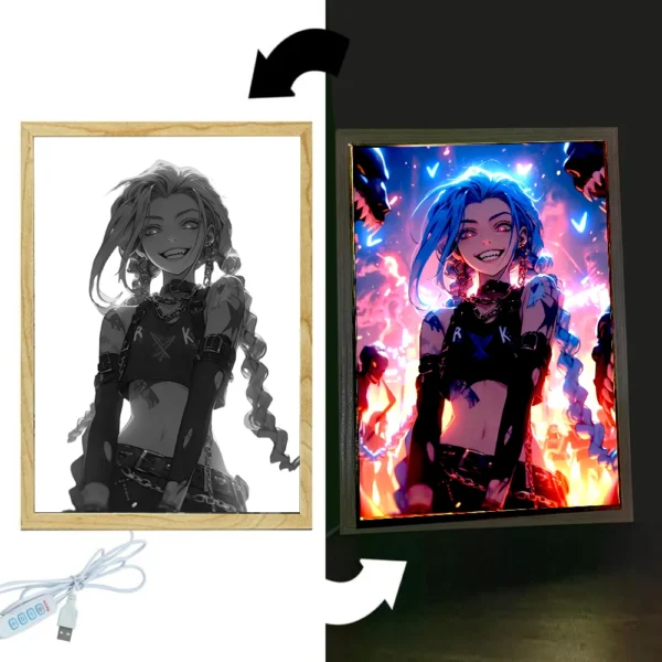 Anime Figure League of Legends Figures Light Painting Photo Frame Night Light Action Figures Gaming Room Decor Christmas Gifts - Image 2