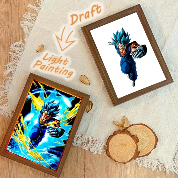 Anime Dragon Ball Z Light Painting Photo Frame Dragon Ball Figures Goku Action Figure Led Night Light Room Decor Gifts Moon Lamp - Image 2