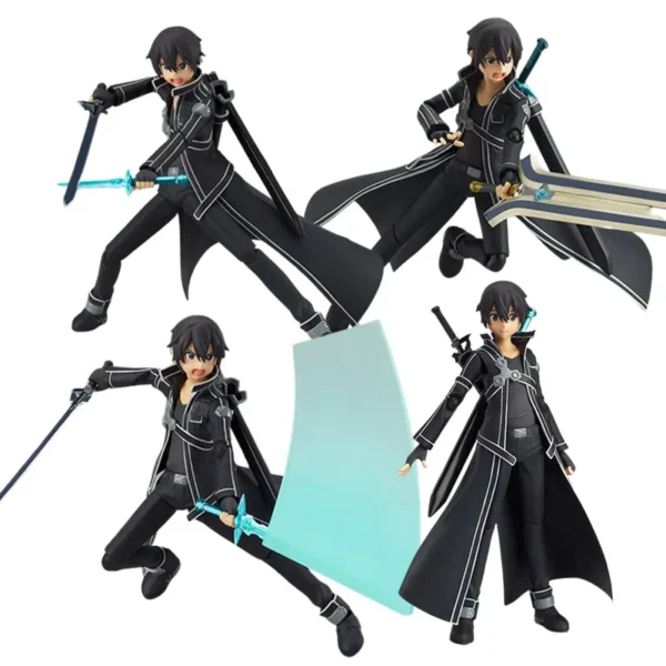 14CM Anime Game Figure Japanese Anime Sword Art Online Kirito Can Change Face Battle Suit Standing Model Dolls Toy PVC