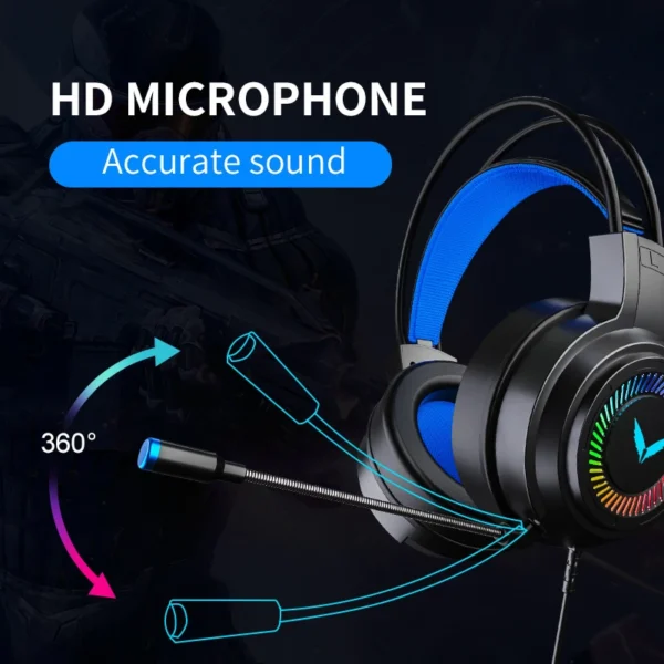 G60 Gaming Headset 7.1 Stereo SVirtual Surround Bass Earphone Headphone with Mic LED Light for Computer PC Gamer Foldable - Image 6