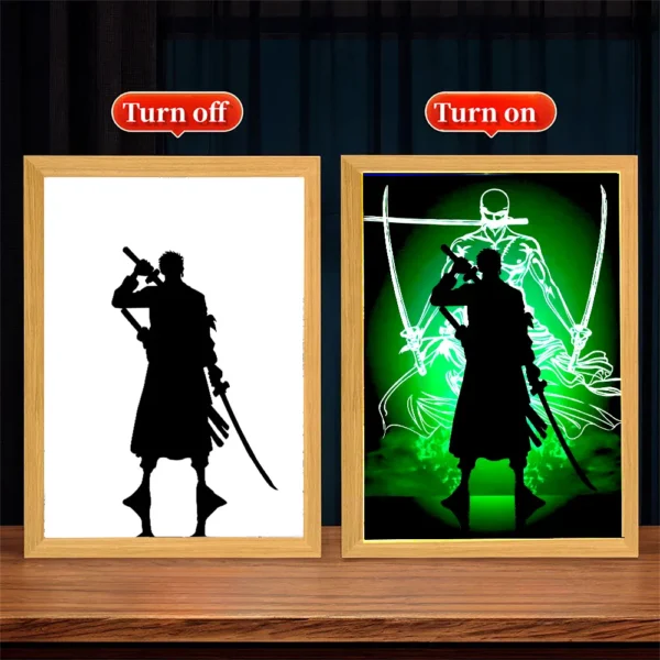 Anime Figure One Piece Light Painting Photo Frame Zoro Luffy Led Night Light Birthday Bedroom Decor Christmas Gifts Moon Lamp - Image 8