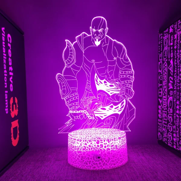 God Of War Figure Kratos 3d Led Night Light For Bedroom Acrylic Bedside Lamp Game Room Decor Children's Gift - Image 2