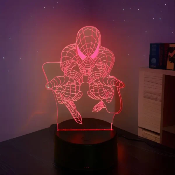 3D Lamps Anime Figure Spider-Man Led Night Light Action figure Captain American Nightlight Decor Lamp Room Kids Birthday Gifts - Image 2
