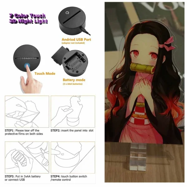 Anime Figures 3D Lamp Tanjirou Nezuko Zenitsu Led Night Light Remote Control Smart Touch Lamp Room Decor Birthday Christmas Gift - Image 6
