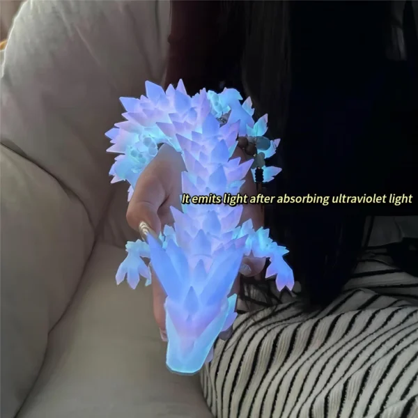 3D Printed Dragon Glow In the Dark Rotatable Articulated Luminous Crystal Dragons Kids Gifts Home Office Desktop Ornament Craft - Image 2