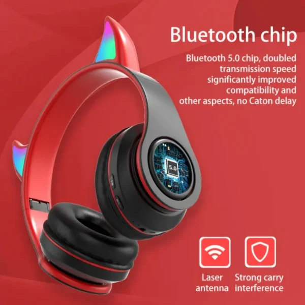 Devil Ear Wireless Headphones Gamer Girl Boy RGB Cute Cat Ears Headset With Microphone Stereo Music Earphone Children's Gifts - Image 6