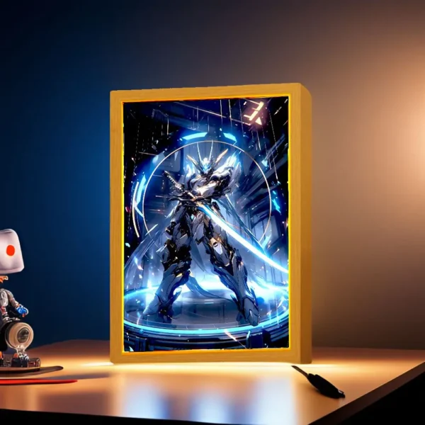 Anime Figure Gundam Light Painting Photo Frame Original Action Figures Led Night Light PVC Collectible Model Toy Christmas Gifts - Image 3
