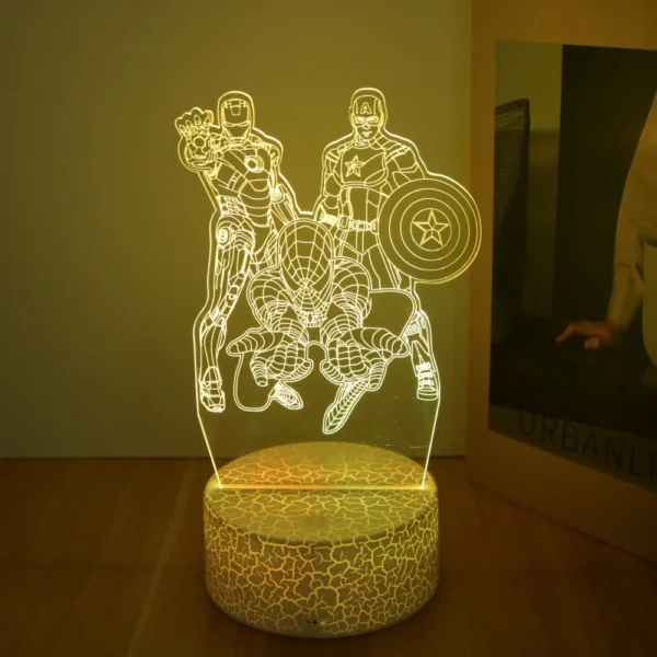 3D Lamps Anime Figure Spider-Man Led Night Light Action figure Captain American Nightlight Decor Lamp Room Kids Birthday Gifts - Image 3
