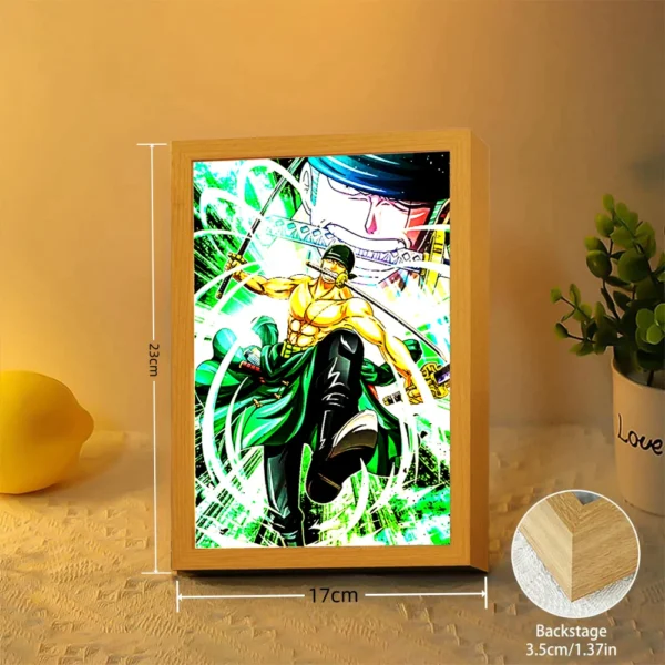 Anime Figure One Piece Light Painting Photo Frame Zoro Luffy Led Night Light Birthday Bedroom Decor Christmas Gifts Moon Lamp - Image 5