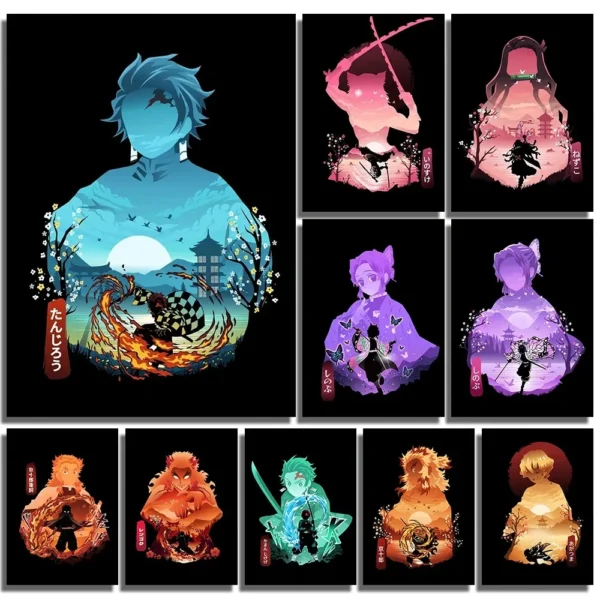 Demon Slayer Art Poster Japanese Anime Character Decorative Canvas Painting Kamado Tanjirou Mural Modern Home Wall Decor Prints