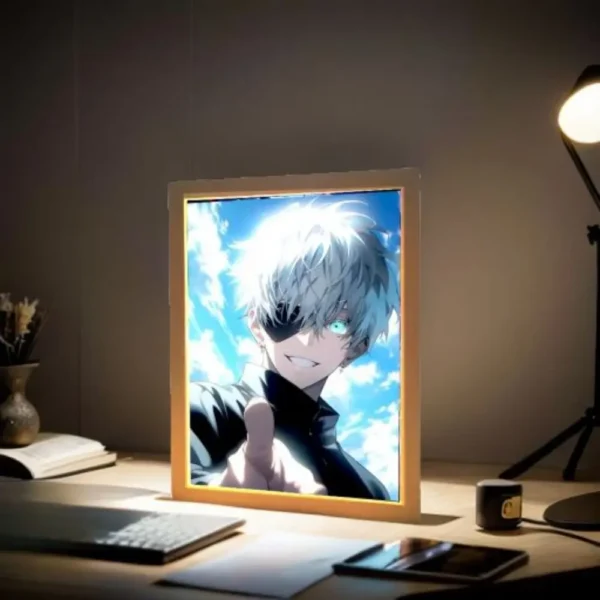 Anime Figure Jujutsu Kaisen Light Painting Photo Frame Action Figures Satoru Gojo Led Night Light Bedroom Decor Gifts Moon Lamp - Image 4