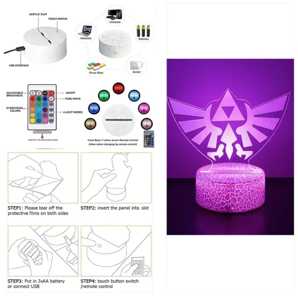 Zelda 3D Lamp Anime Figure World of Warctaft Led Night Light Cute Action Figure Zelda Tears of the Kingdom Children Toys Gifts - Image 5