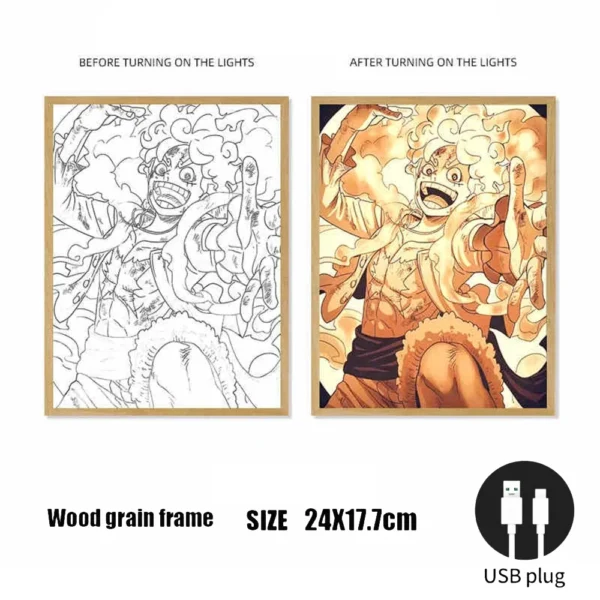 Anime Peripheral Luffy Cartoon LED Coloured Drawing High Definition Picture USB Plug Night View Lamp Home and Home Decoration - Image 5