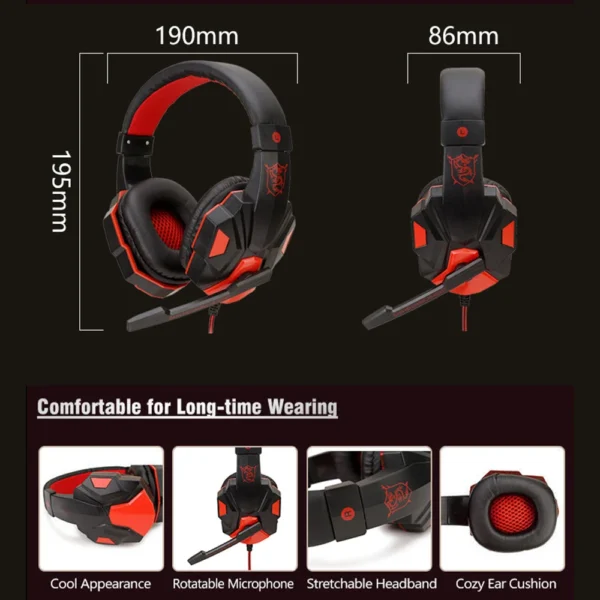 New Gaming Headphones Headset With LED Light Deep Bass Stereo Wired Gamer Earphone Mic for PS4 Xbox PC Laptop Phone One Switch - Image 2