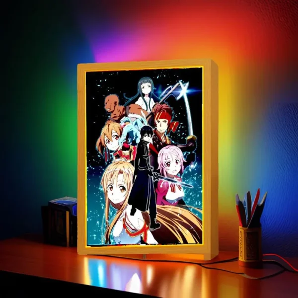 Anime Figure Sword Art Online Light Painting Photo Frame Kirito Figure Led Lamps Home Bedroom Tabe Decor Birthday Gift moon Lamp - Image 4