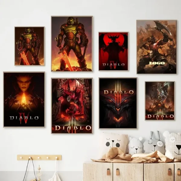 Game D-Diablos Poster No Framed Poster Club Bar Poster Wall Art Painting Bedroom Study Canvas Painting