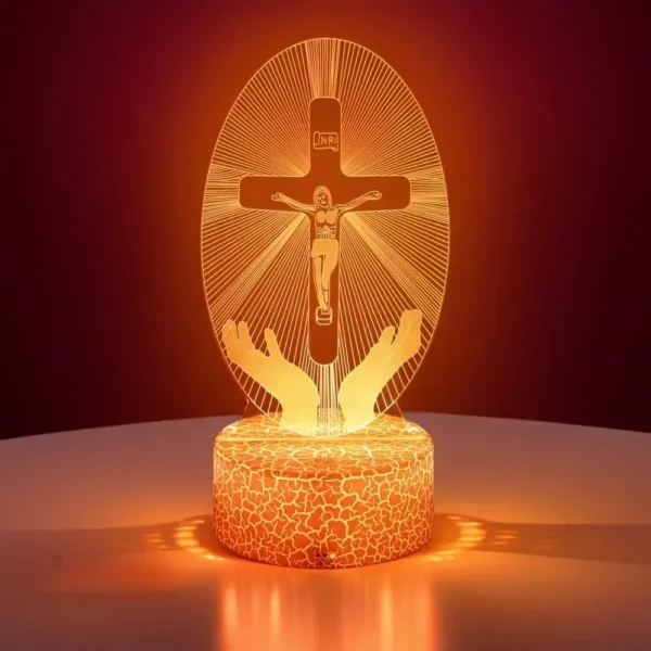 3D Lamp Jesus Cross LED Night Light Friends Xmas Easter Crucifix Optical Illusion Nightlight Table Lamps Room Decor Toys Gifts - Image 2