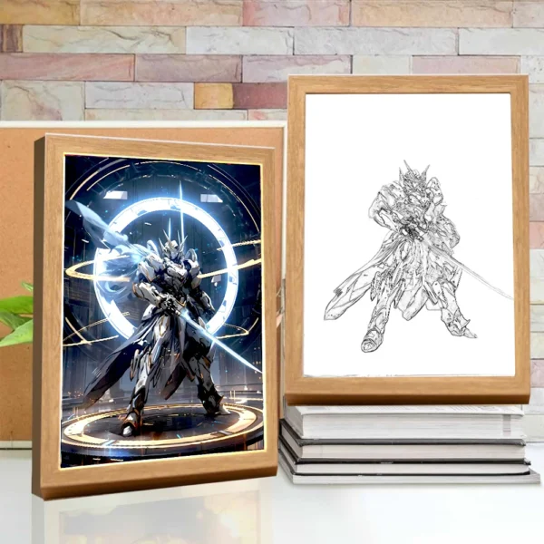 Anime Figure Gundam Light Painting Photo Frame Original Action Figures Led Night Light PVC Collectible Model Toy Christmas Gifts - Image 7