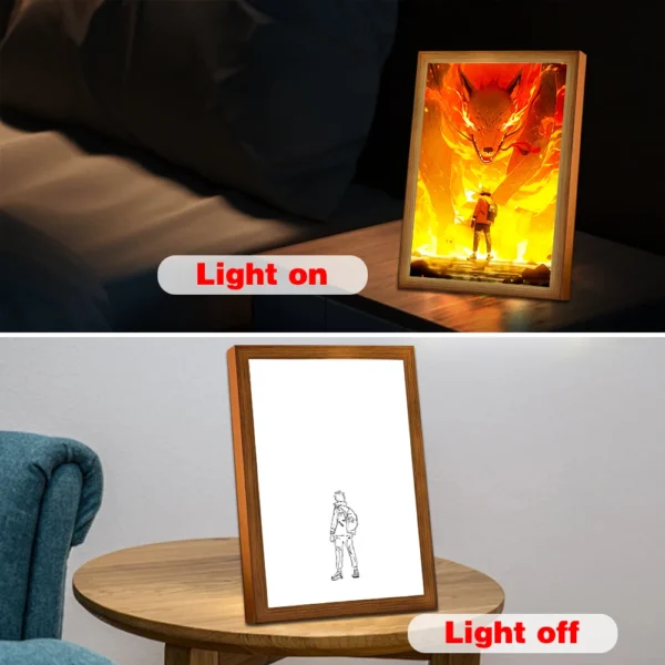 kakashi Light Painting Photo Frame Anime Figures Naruto Uzumaki Led NightLight Room Decor Christmas Gifts Moon Lamp - Image 8