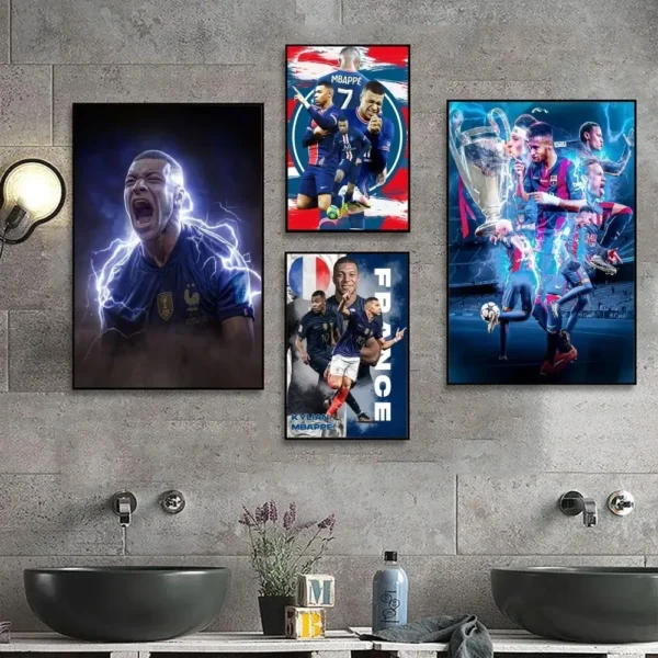 K-Kylian Football M-Mbappés Star Poster No Framed Club Bar Poster Wall Art Canvas Painting Bedroom Study