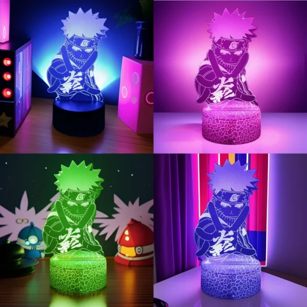 Naruto Anime Figures 3D Lamp Optical Lllusion Naruto Figurine Led Night Lights Color Changing Action Figure Model Doll Toys Gift