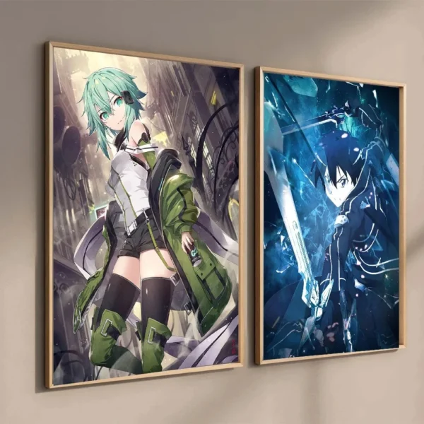 Japanese Anime Sword Art Online Poster Kirito Sword Art Canvas Printing HD Print Pictures Bar Kawaii Room Home Wall Decor - Image 3