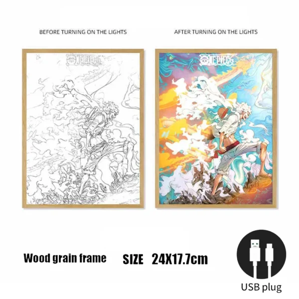 Anime Peripheral Luffy Cartoon LED Coloured Drawing High Definition Picture USB Plug Night View Lamp Home and Home Decoration - Image 6