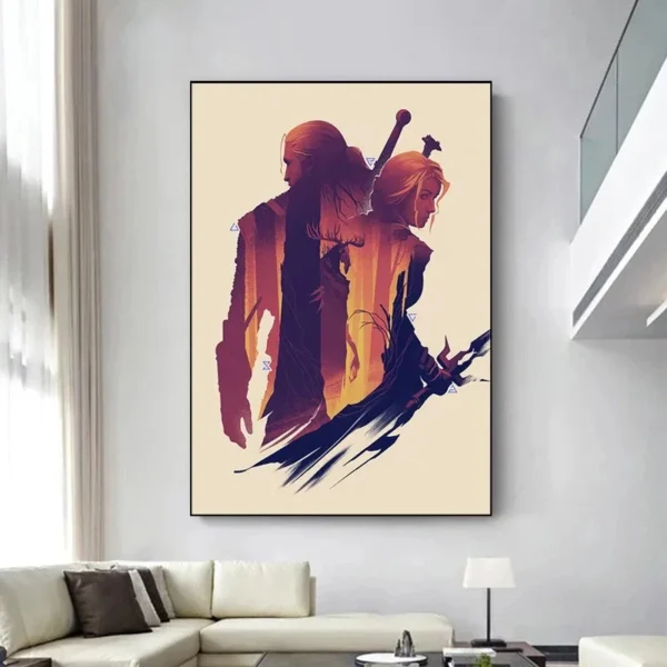 Forest Witcher Frameless Canvas Painting Decorative Art Printing Poster Image Home Living Room Bedroom Decoration Painting - Image 3