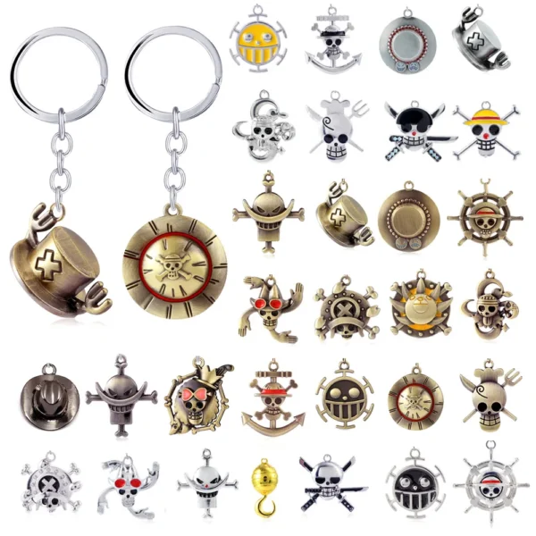 Anime One Piece Keychain Luffy Ace Law Edward Newgate Zoro Sanji Nami Robin Chopper Sir Crocodile Brook Car Key Rings Figure Toy