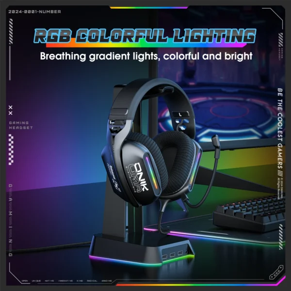 Noise Cancelling Surround Headset Earphones with Microphone Onikuma PC Gaming Headphones Tri-mode Stereo Wired Headset For PC