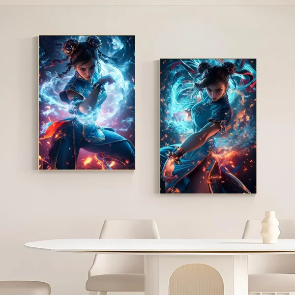 Hot Classic Anime Character Blood Street Fighter Chun Li Canvas Poster Home Room Bar Cafe Decor Art Wall Painting Picture - Image 4