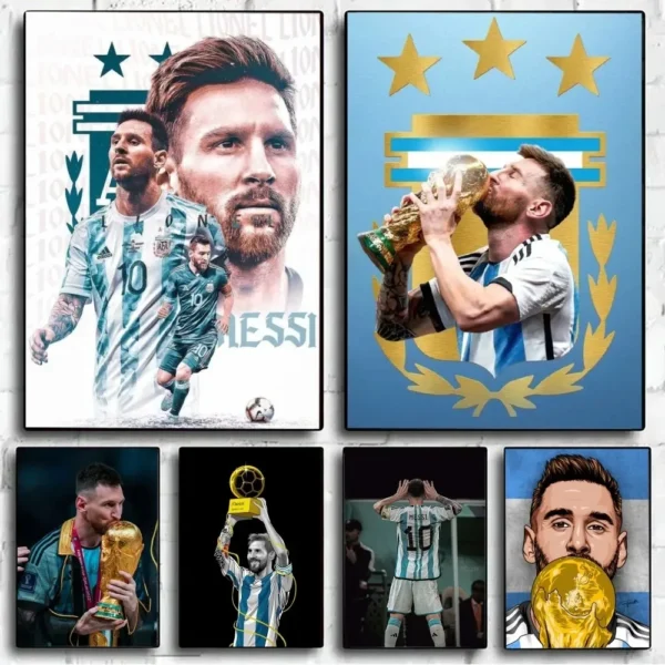 Football Star M-Messi Wallpaper Poster Club Bar Poster Wall Art Canvas Painting Bedroom Study