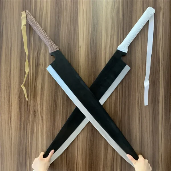 Anime Bleach Sword Zanpakutou Kurosaki Ichigo Sword Black Knife Props Ninja Katana Knife Samurai Sword Weapon Safety PU 106cm - Image 12