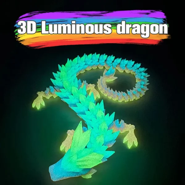 3D Printed Dragon Glow In the Dark Rotatable Articulated Luminous Crystal Dragons Kids Gifts Home Office Desktop Ornament Craft - Image 8