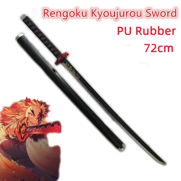 Demon Slayer Katana Kimetsu No Yaiba Sword Kyoujurou Giyuu Blue Zenitsu Cosplay Weapon Props Decoration Safety Rubber - Image 4