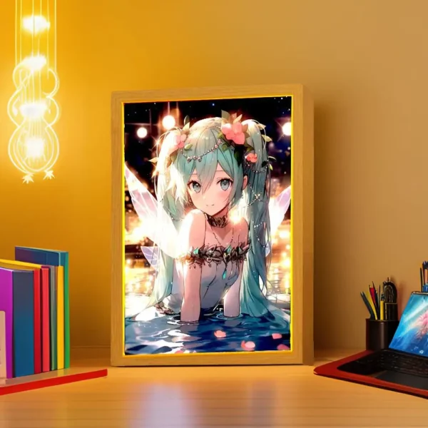 Anime Figure Hatsune Miku Light Painting Photo Frame Kawaii Action Figures Led Night Light PVC Collectible Model Toys Girl Gift - Image 4