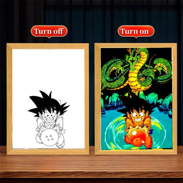 Anime Figure Dragon Ball Light Painting Photo Frame Goku Vegeta Led Night Light Birthday Bedroom Decor Original Gifts Moon Lamp - Image 9