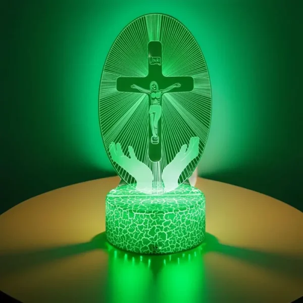 3D Lamp Jesus Cross LED Night Light Friends Xmas Easter Crucifix Optical Illusion Nightlight Table Lamps Room Decor Toys Gifts - Image 5