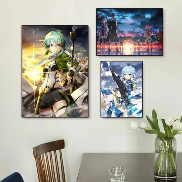 Japanese Anime Sword Art Online Poster Kirito Sword Art Canvas Printing HD Print Pictures Bar Kawaii Room Home Wall Decor - Image 2