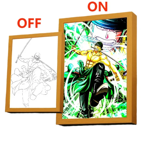 Anime Figure One Piece Light Painting Photo Frame Zoro Luffy Led Night Light Birthday Bedroom Decor Christmas Gifts Moon Lamp - Image 7